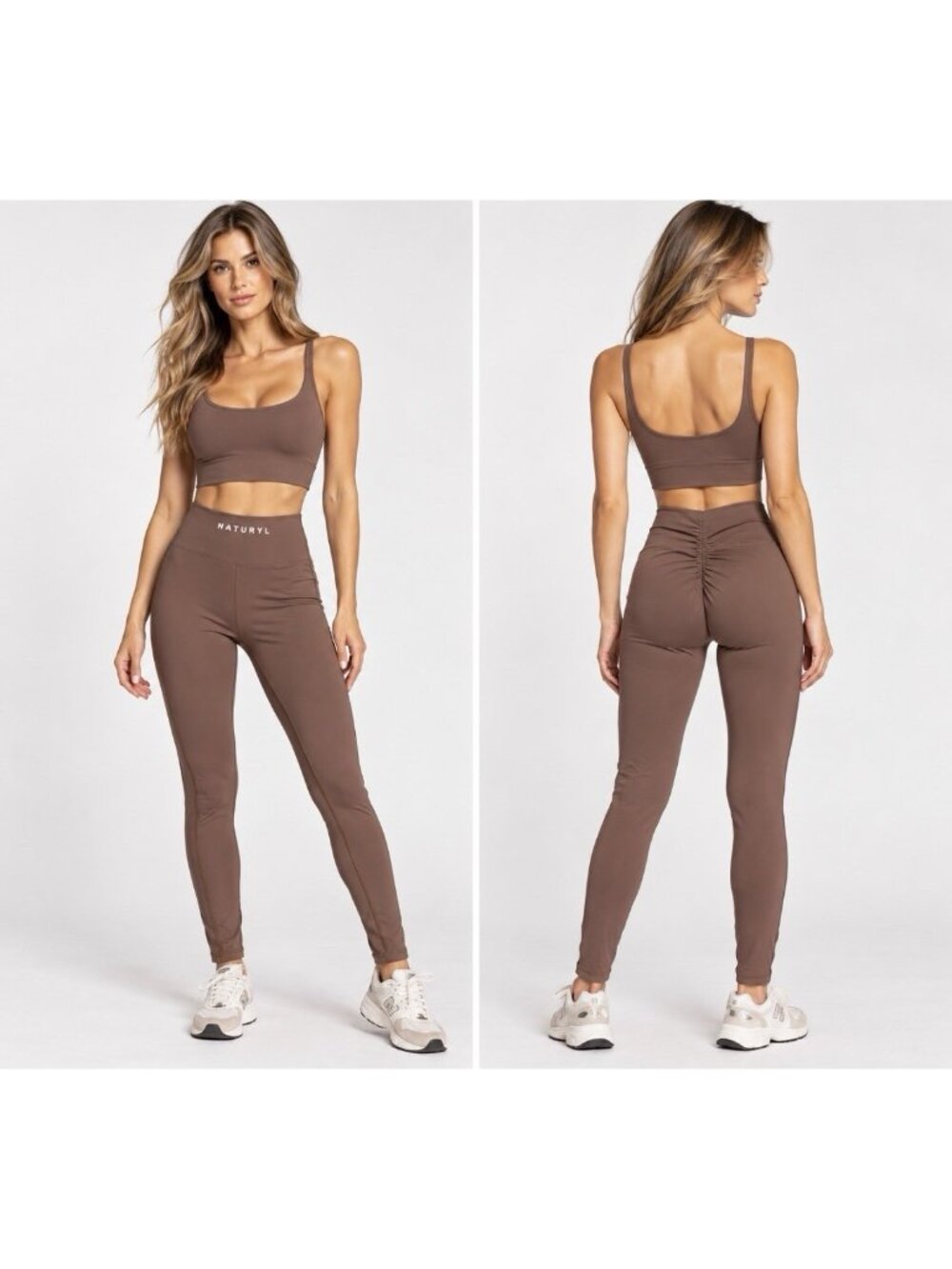 NATURYL New Solid Brown High Waisted Scrunch Butt Workout Yoga Leggings Small
